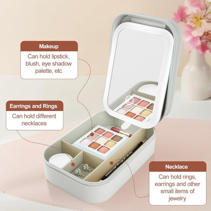 White Jewelry Box with LED Mirror