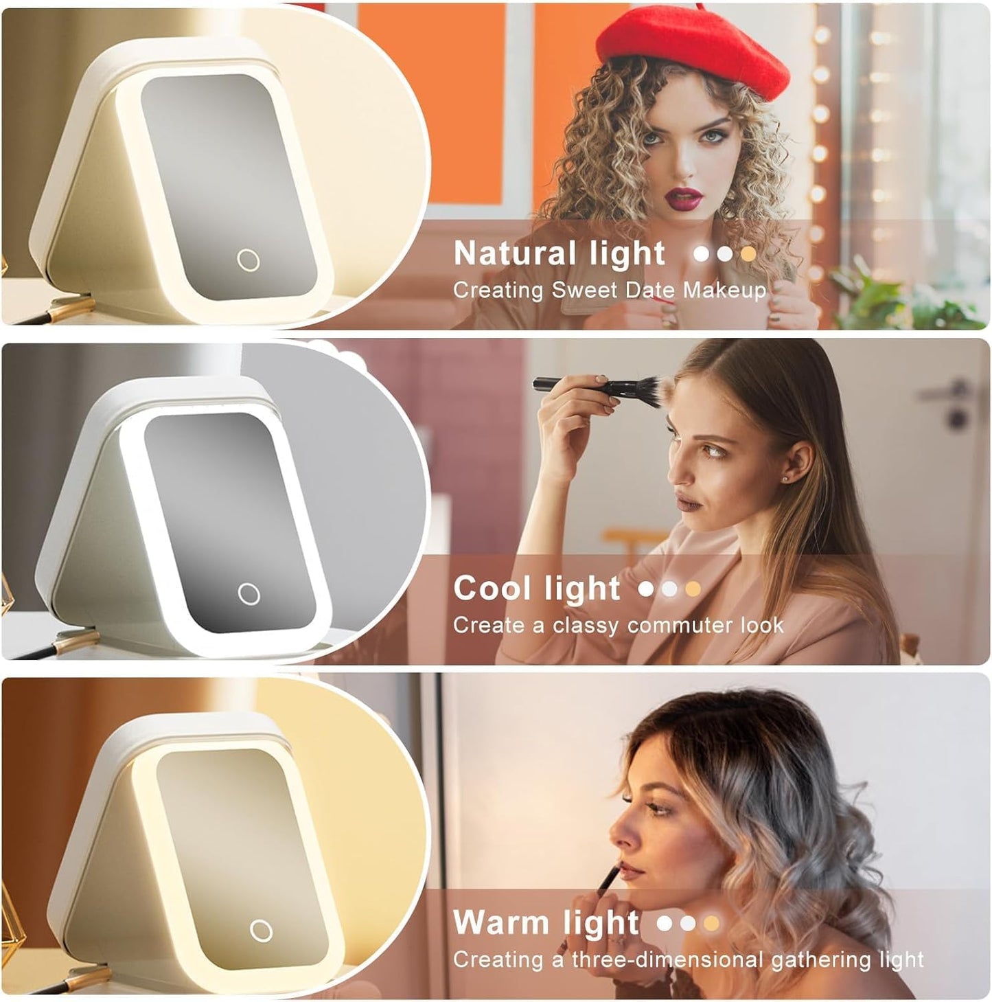 White Jewelry Box with LED Mirror