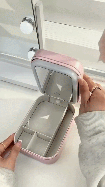 White Jewelry Box with LED Mirror